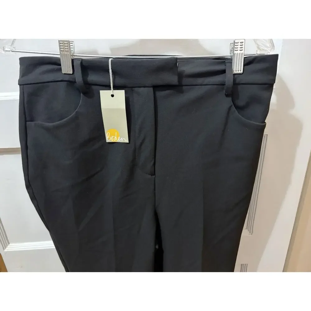 Boden Womans Bi-Stretch Black Trousers Pants UK 14R US 10 Flare Leg NWT $199